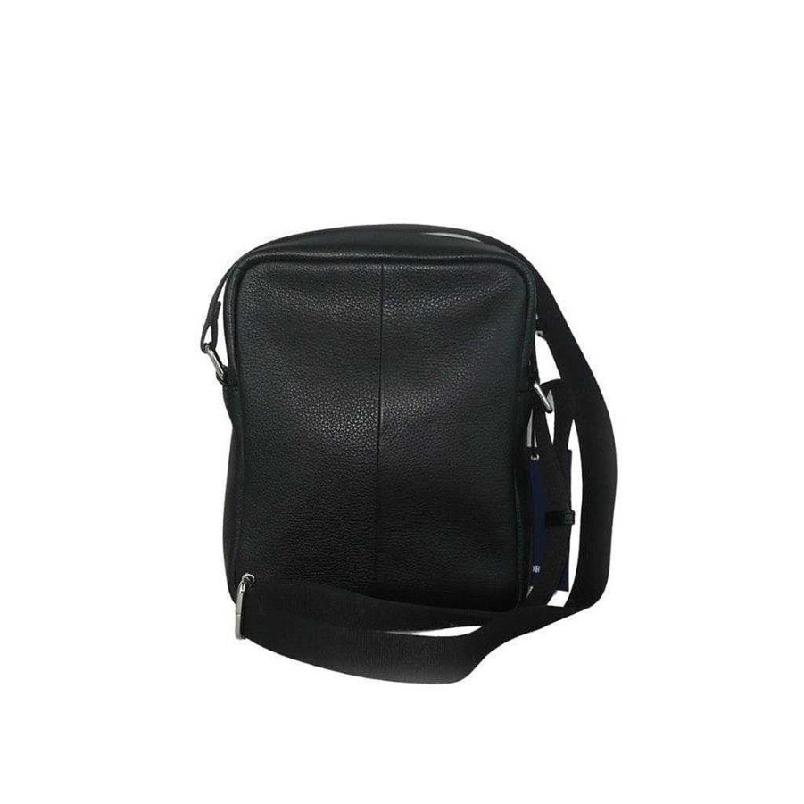 Clearance Bolso De Hombre En Piel Autentica Negra Y Azul Hidro Hombre