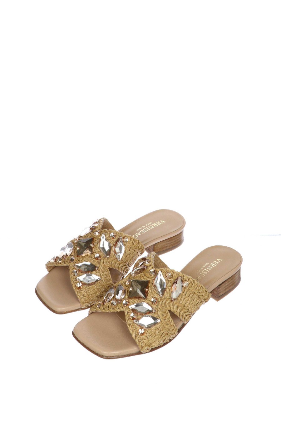 New Sandalia Descalza En Piel Rafia Con Suaves Joyas Dream Sandalias Y Mulas