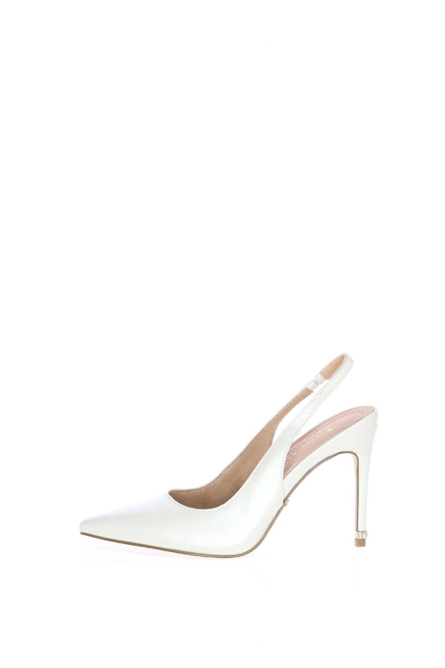 Online Tamaris Slingback De Cuero Blanco Nacarado Escote Y Talon Descubierto