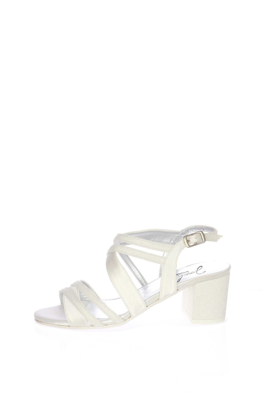 Clearance Sandalia Baja De Novia Seda Blanca Y Purpurina Joel 6051 Sandalias De Boda