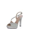 Hot Sandalia Tacon Elegante Glitter Plata Joel 6024 Sandalias Y Mulas