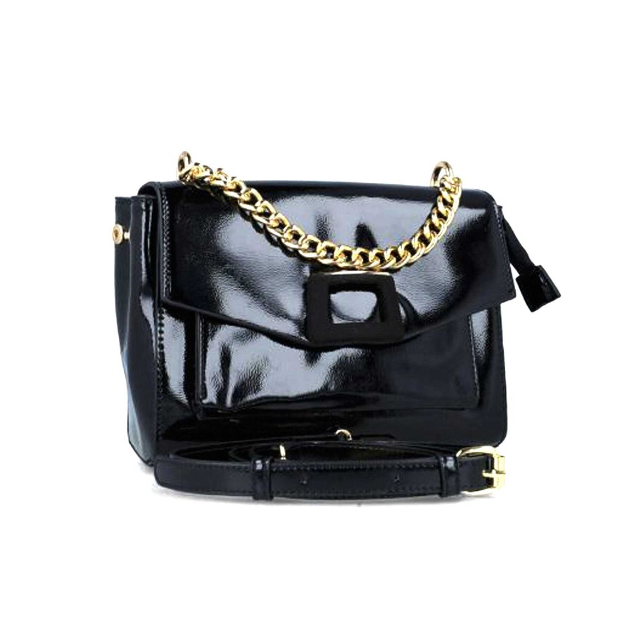 New Bolso Clutch Ferentina De Charol Menbur Negro O Ciruela Bolso De Mano Ceremonia