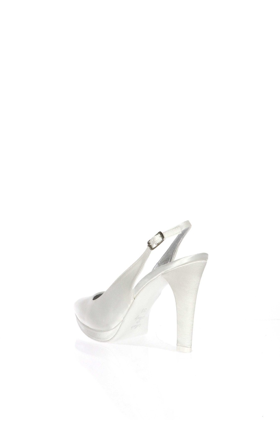 Best Beatrice Nupcial Slingback Blanco Saten Seda I Am Bride Escote Y Talon Descubierto