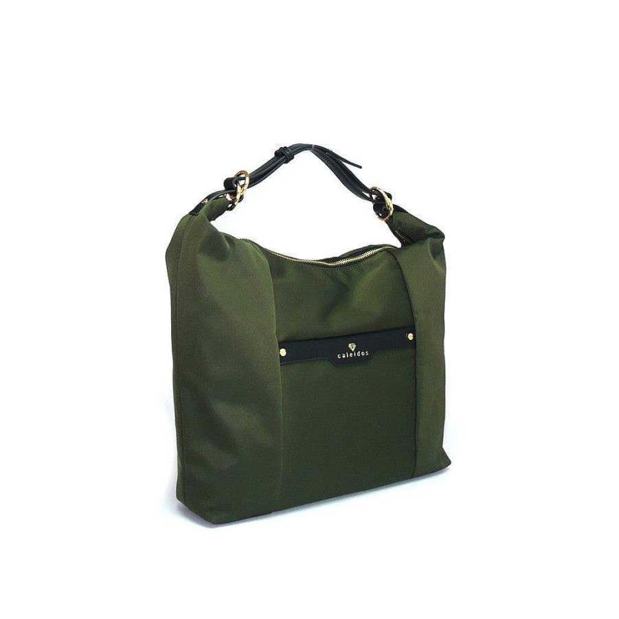 Clearance Bolso De Tela Verde Con Asa Caleidos Mujer