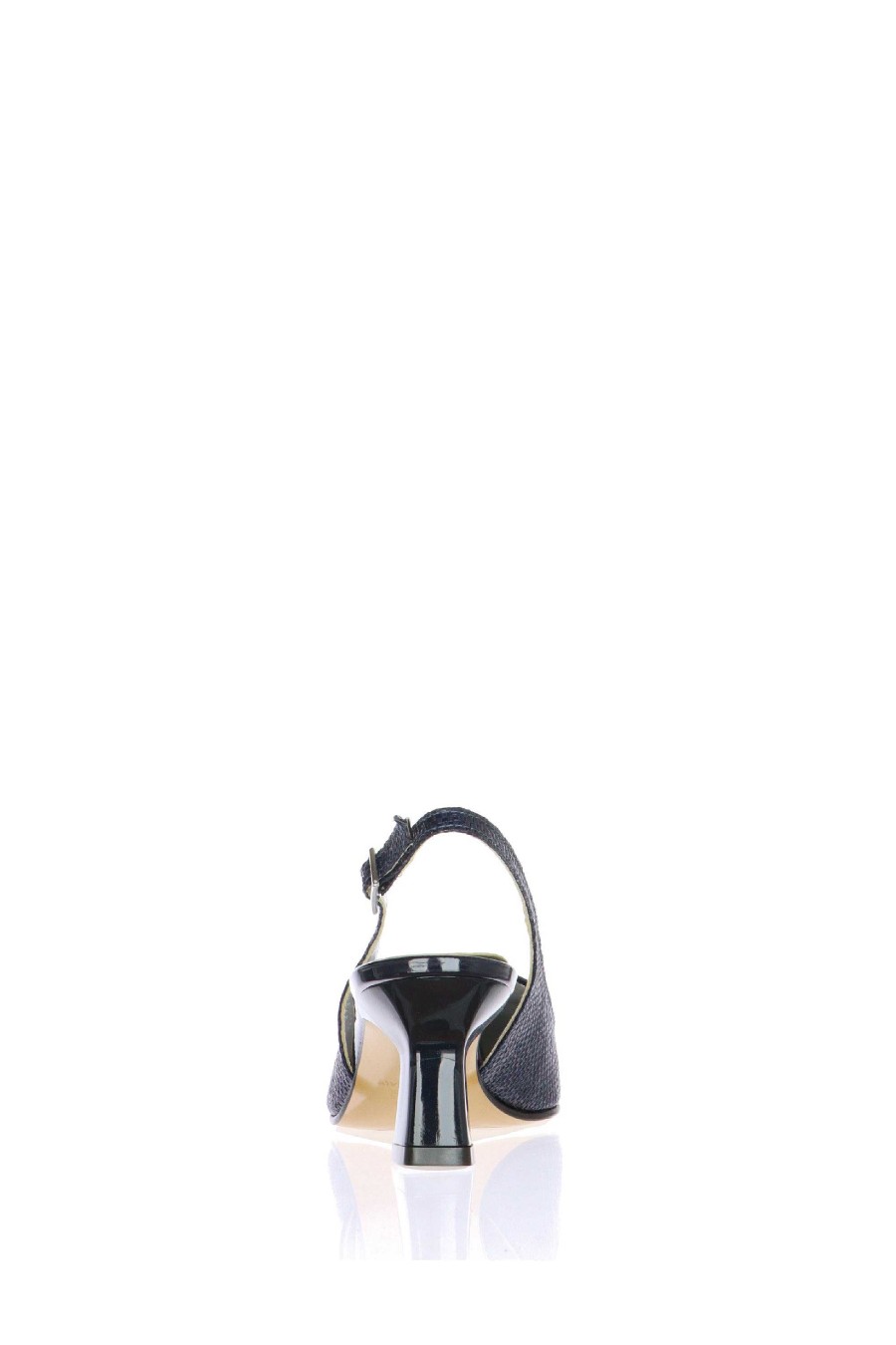 New Soft Dream Slingback De Cuero Negro Y Azul Escote Y Talon Descubierto