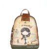 New Anekke Mochila Peace & Love Camel Triple Compartimento Mujer