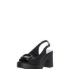 Online Sandalia Dorking De Piel Negra Con Tacon Ancho De Fluchos Sandalias Y Mulas