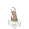 New Giulia Slingback De Saten De Seda Blanco Con Lazo Escote Y Talon Descubierto