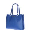 New Bolso Shopping Cafenoir De Piel Verdadera Azul Electrico Mujer