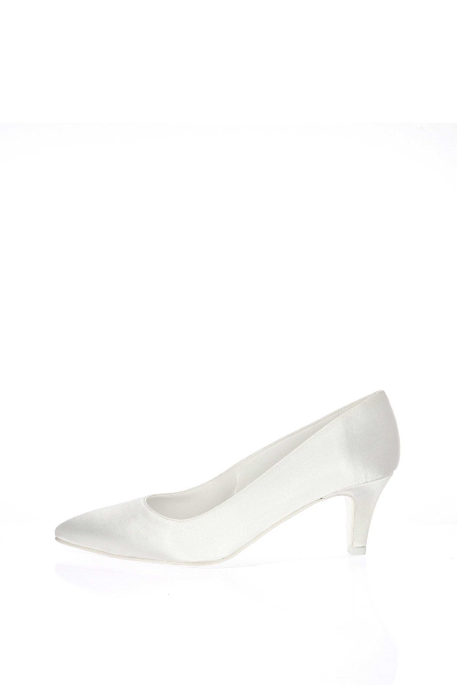 Best Joel Holly Zapatos De Novia De Tacon Bajo De Seda Satinada Blanca Escote Y Talon Descubierto