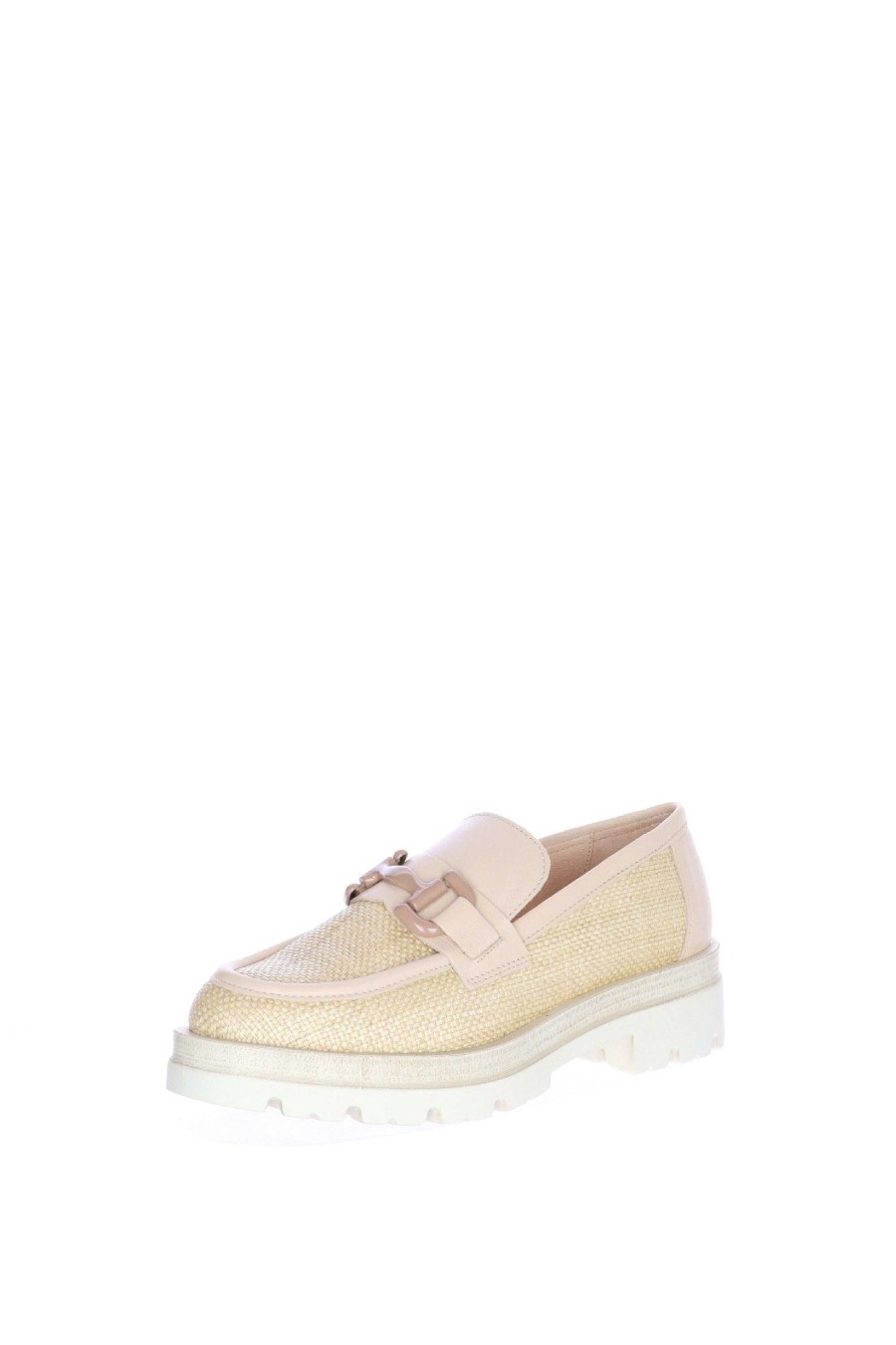 Hot Mocasin Beige En Suave Piel De Ensueno Y Rafia Mocasines Y Zapatillas